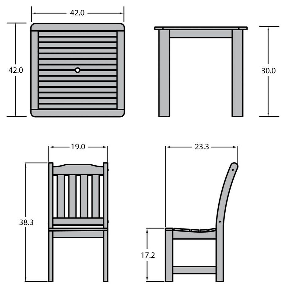 Lehigh 5-Piece Square Dining Set, Rustic Red