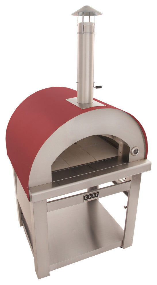 Outdoor Wood Fired Gas Pizza Oven, Red