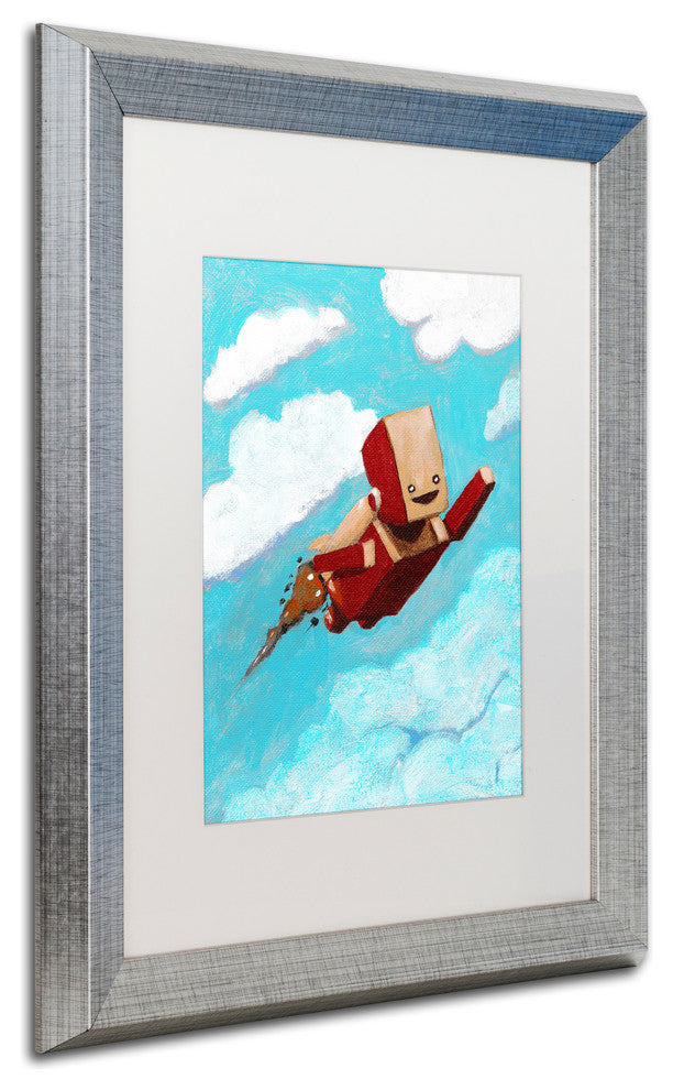 'Rocket Bot' Matted Framed Art, Silver Frame, White Matte, 20x16