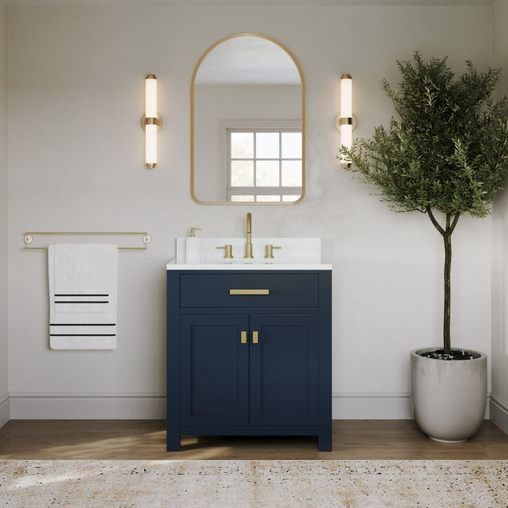 The Polaris Bathroom Vanity, Monarch Blue, 30", Single Sink, Freestanding