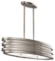 Contemporary Roswell Chandelier Oval Pendant in Brushed Nickel