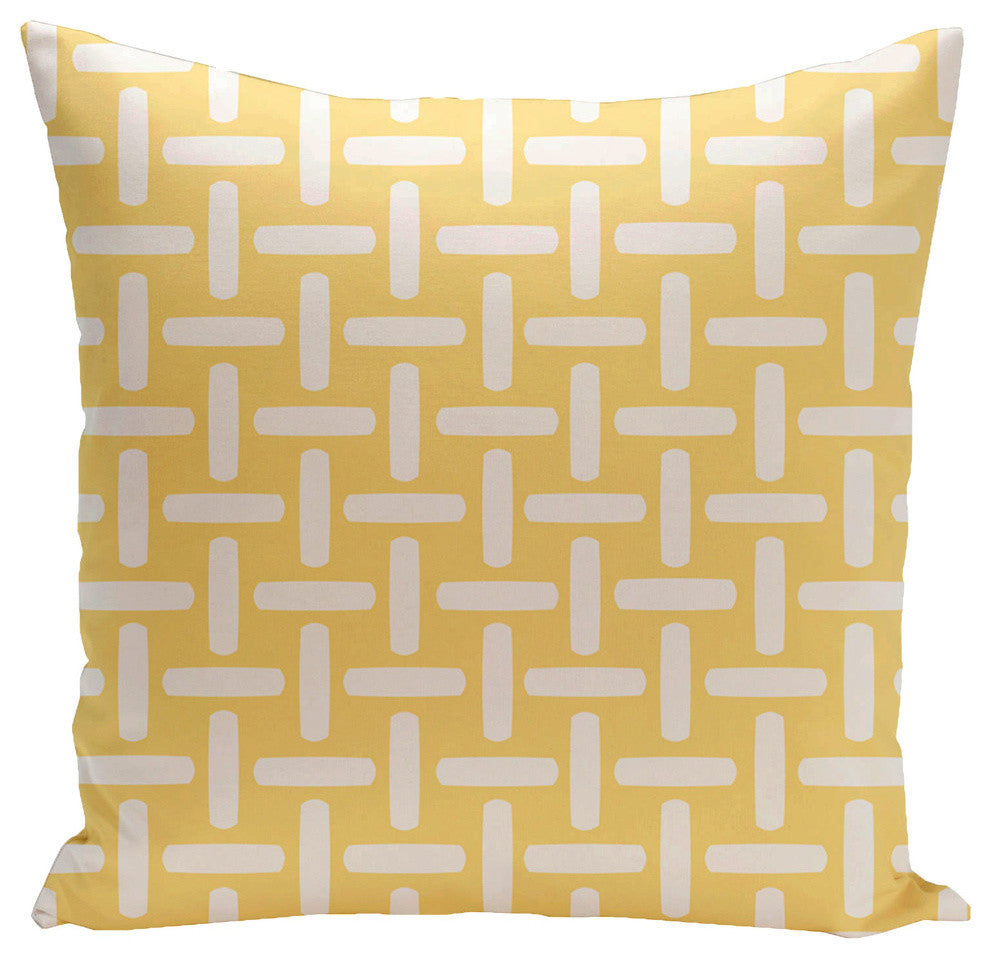 Geometric Decorative Outdoor Pillow, Lemon, 20"x20"