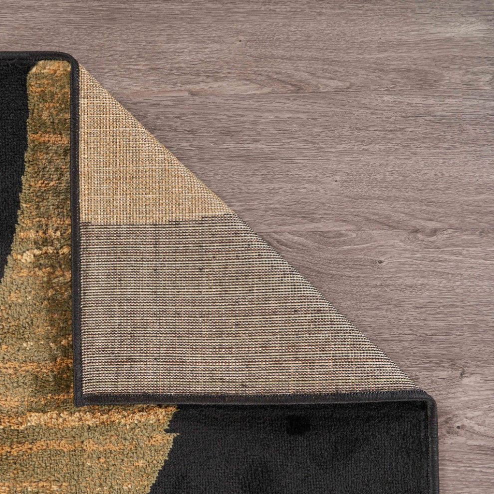 5' x 7' Black Abstract Geometric Area Rug