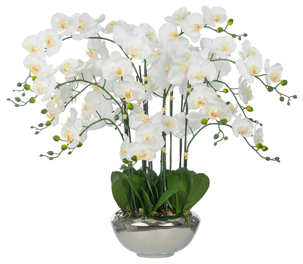 Plastic Phalaenopsis Orchids Floral Arrangement, Pot