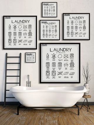 "Laundry Signs" Framed Painting Print, 18x18