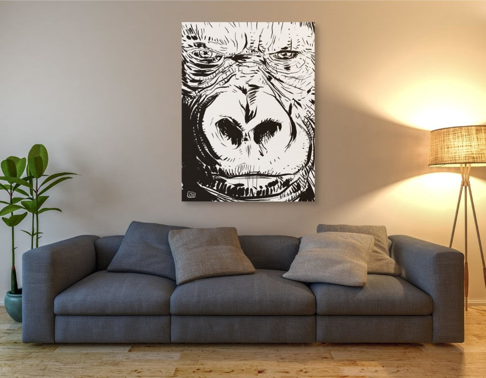 Epic Graffiti "Gorilla" by Giuseppe Cristiano, Giclee Canvas Wall Art, 40"x54"