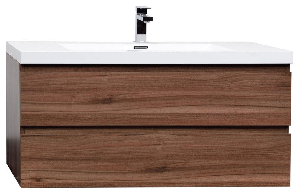 Angela 42" Wall-Mount Bath Vanity, Walnut