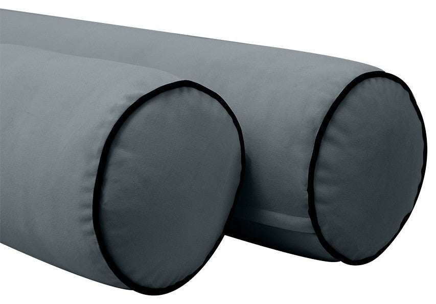 STYLE V2 Full Velvet ContrastPipe Indoor Daybed Bolster Pillow |COVER ONLY|AD347