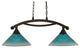 Bow 2 Light Island Light In Bronze, 12" Teal Crystal Glass