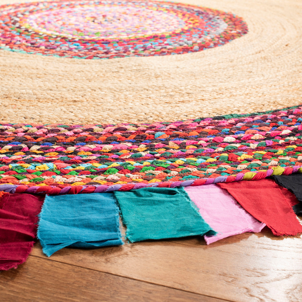 Safavieh Cape Cod Collection CAP701 Rug, Multi/Natural, 3' Round