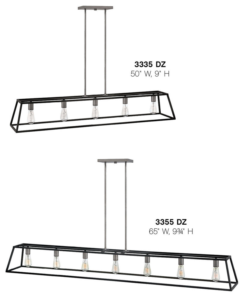 Fulton 7-Light Stem Hung Linear Chandelie Aged Zinc