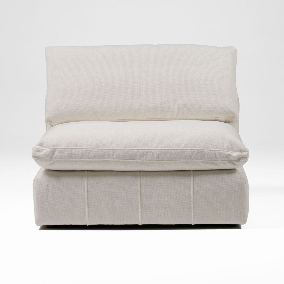 Divani Casa Vicki Modern Ivory Fabric Modular Sectional Sofa