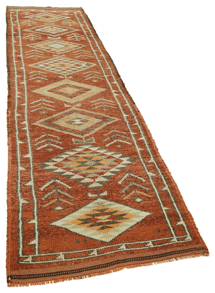 Rug N Carpet - Handmade Anatolian 2' 11" x 12' 0" Antique Runner Rug