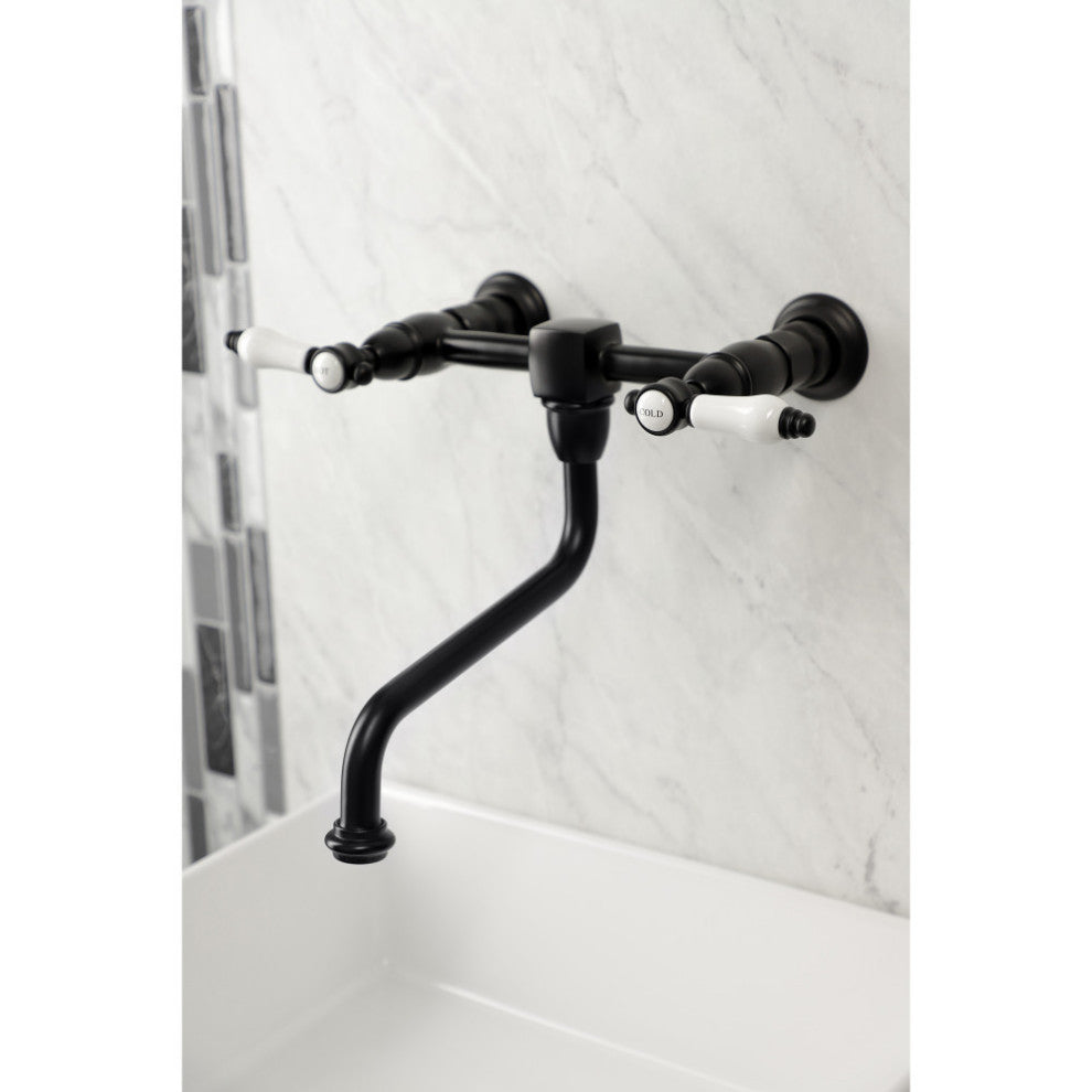 Kingston Brass KS1210BPL Bel Air Wall Mount Bathroom Faucet, Matte Black
