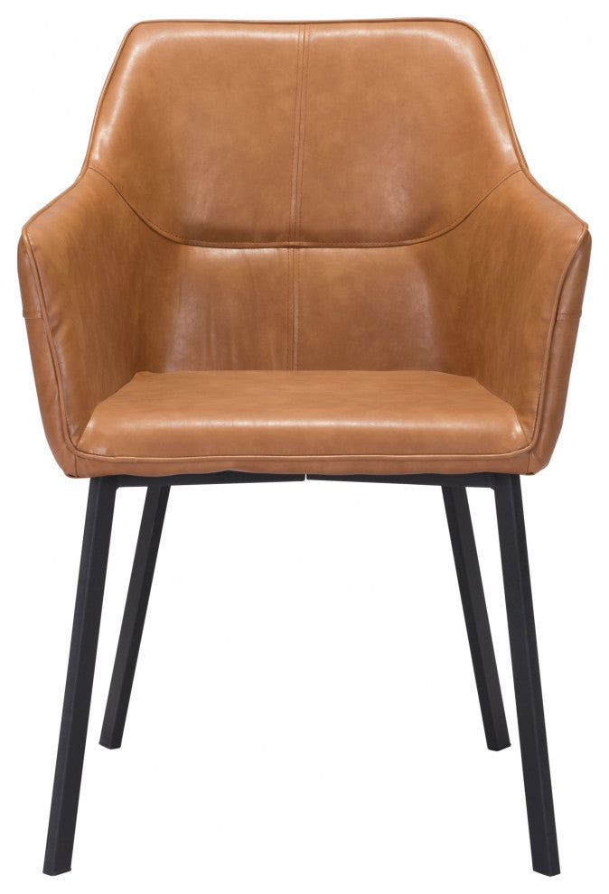 Set of Two Vintage Look Faux Leather Terra Cotta Brown Armchairs