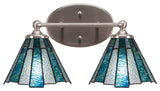 Capri 2-Light Bath Bar, Brushed Nickel/Sea Ice Art