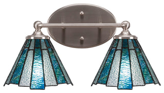 Capri 2-Light Bath Bar, Brushed Nickel/Sea Ice Art