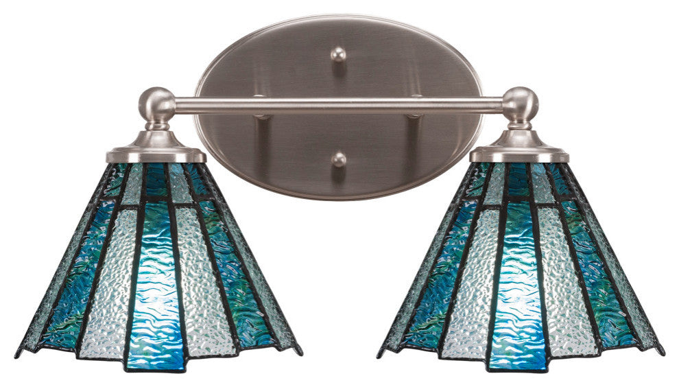 Capri 2-Light Bath Bar, Brushed Nickel/Sea Ice Art