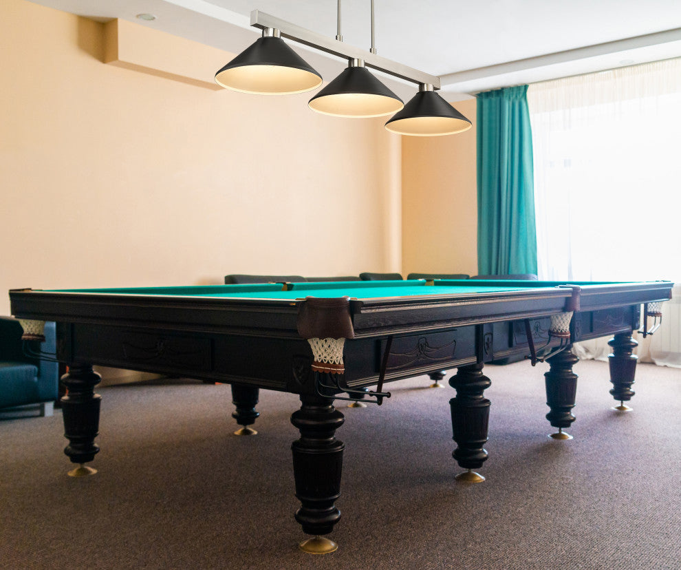 Zlite 152BN-MMB 3-Light Billiard Light, Matte Black