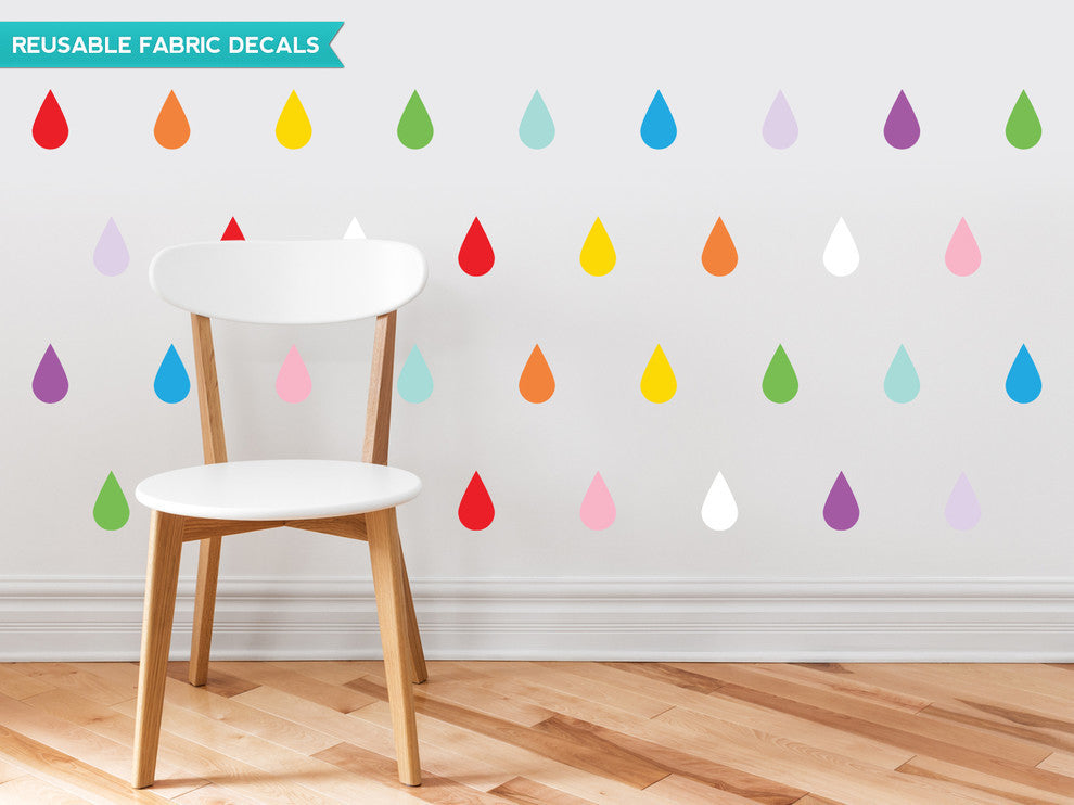 Raindrop Fabric Wall Decals, Set of 40, Multi