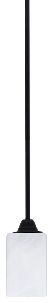 Paramount Mini Pendant, Matte Black, 4" White Marble Glass