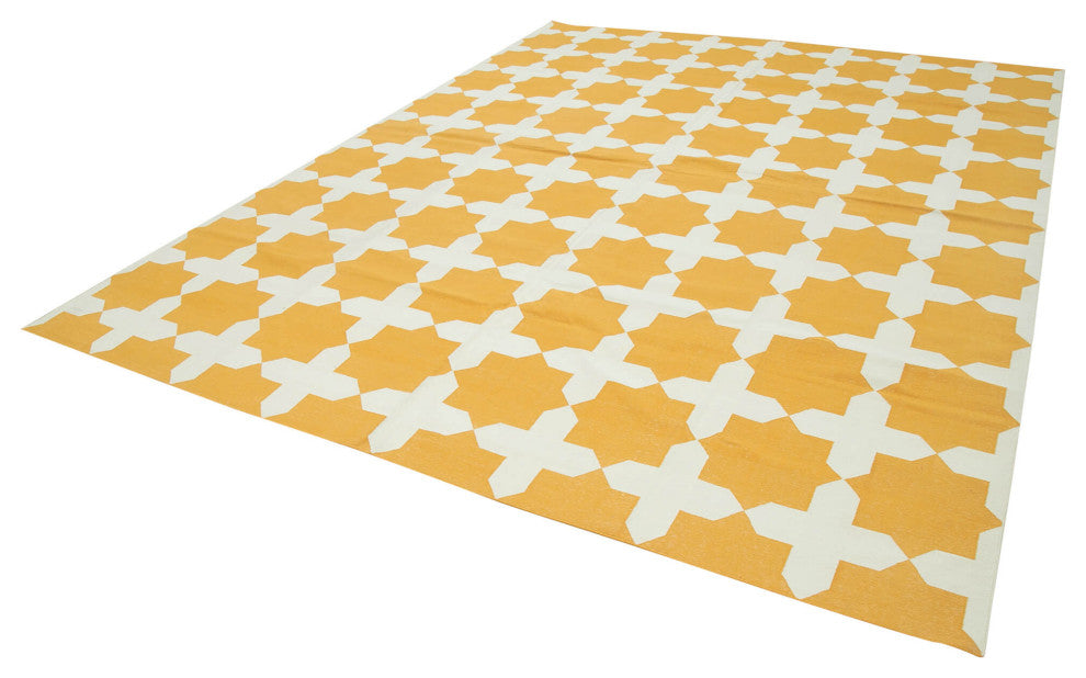 Rug N Carpet - Handmade Wool 9' 2'' x 11' 9'' Flatweave Dhurrie Kilim Rug