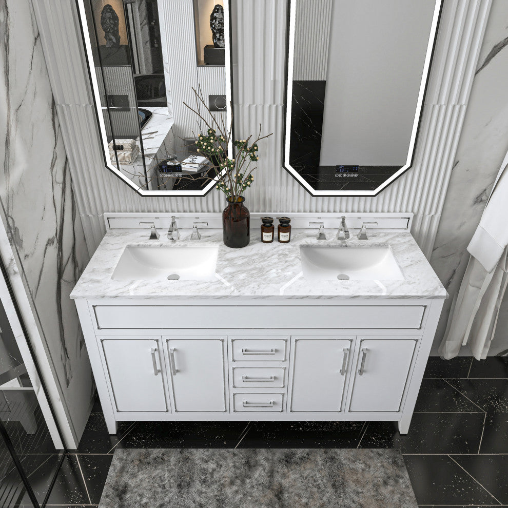 Aspen Bathroom Vanity Set, White, 60"
