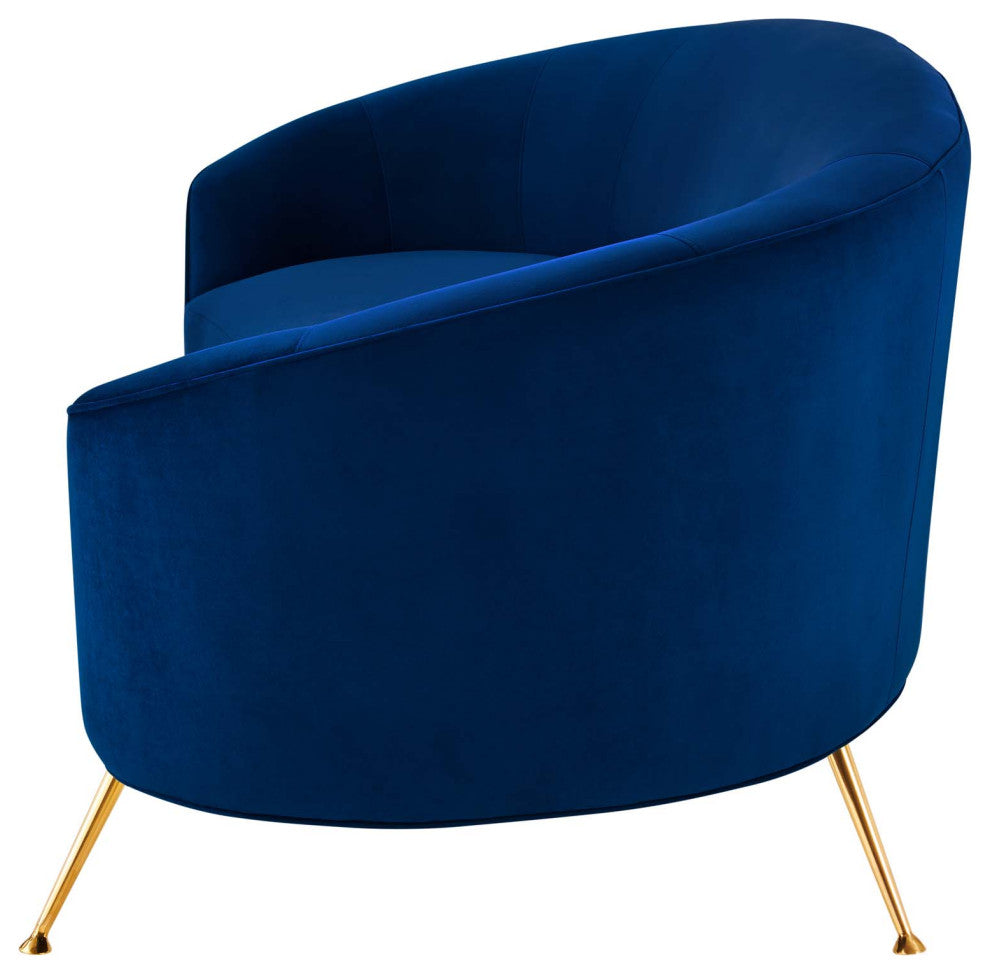 Sofa, Blue Navy, Velvet, Modern, Mid Century Living Hotel Lounge Cafe Lobby