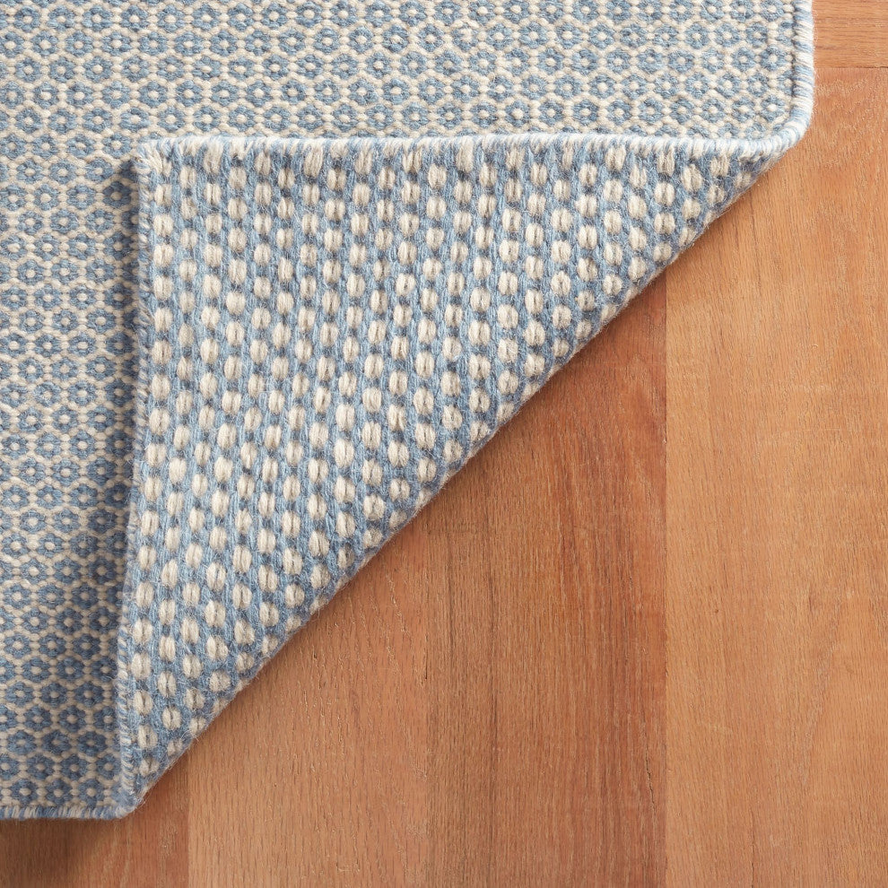 Dash & Albert Honeycomb French Blue/Ivory Handwoven Wool Rug, Blue, 8' x 10'