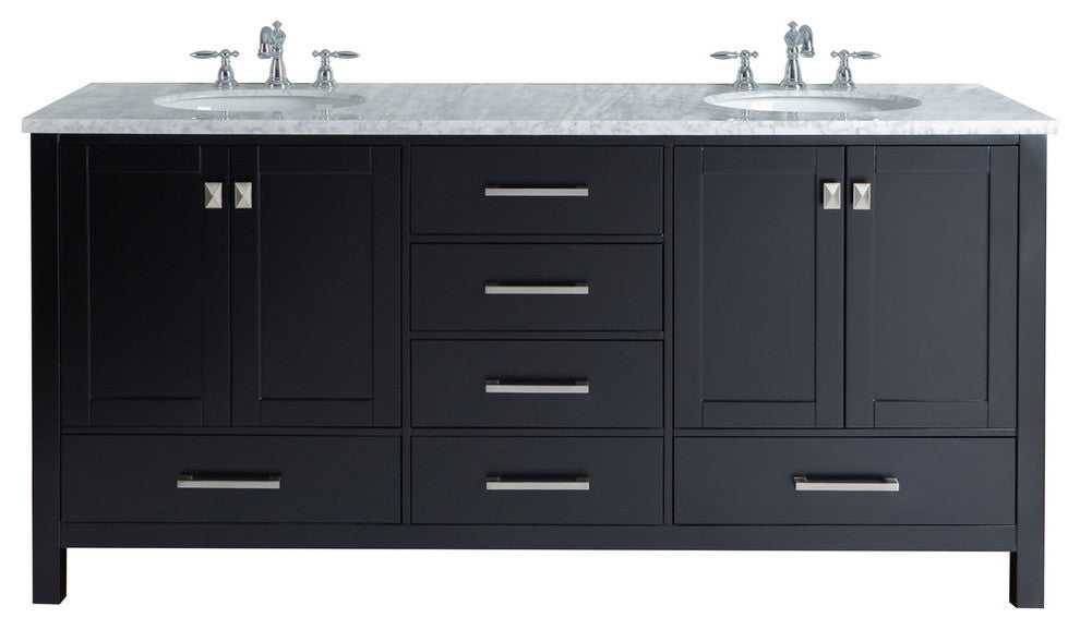 Malibu 72" Espresso Double Sink Bathroom Vanity