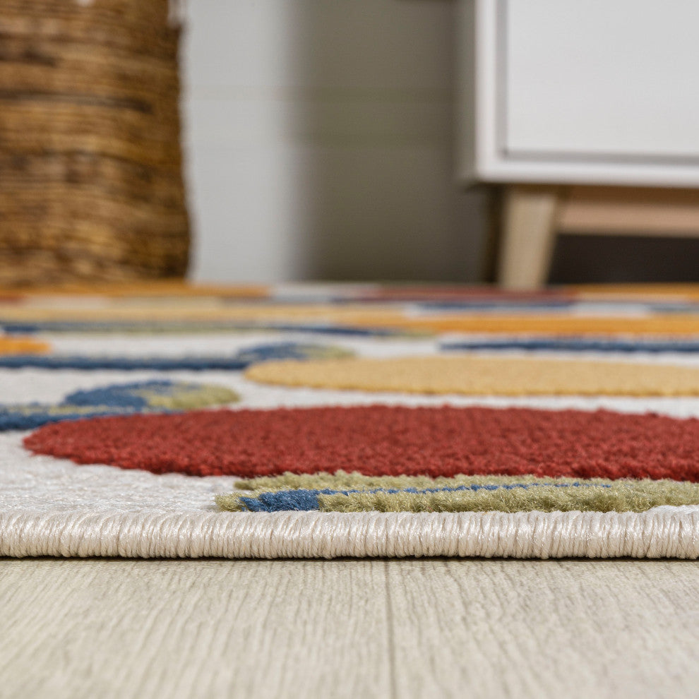 Limone Bold Lemon High-Low Indoor/Outdoor Area Rug, Orange/Beige/Cream, 5 X 8