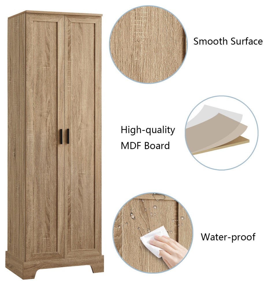 Brown Storage Cabinet With 2-Doors and Adjustable Shelf