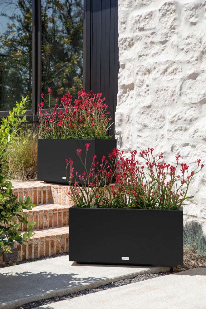 Veradek Block Series Long Box Planter, Black, 16.25"h X 10"w X 32"l