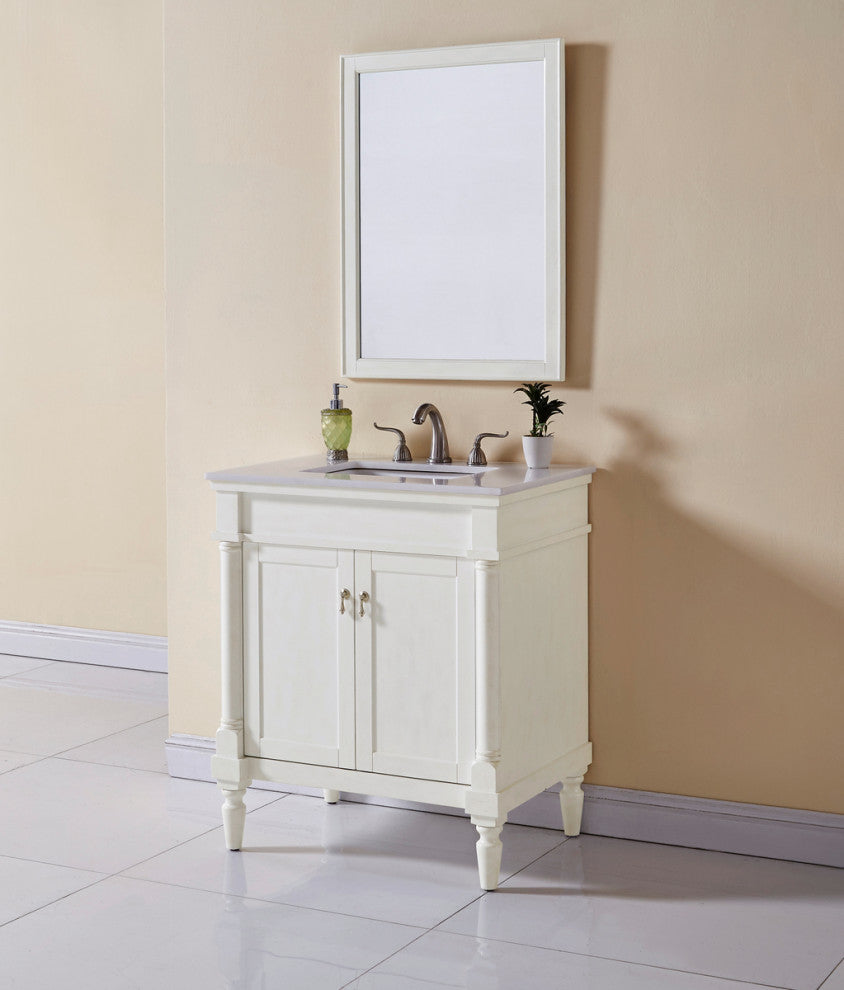 Lewis 30" Single Bathroom Vanity Set, Antique White