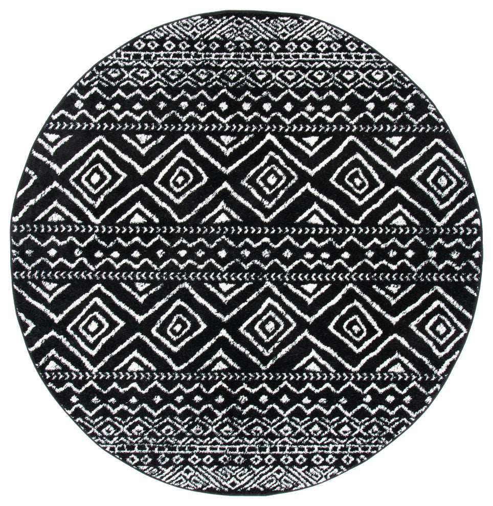 Safavieh Tulum Tul267Z Moroccan Rug, Black and Ivory, 2'0"x9'0" Runner