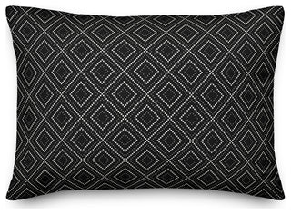 Black Diamond Dot Pattern 14x20 Indoor/Outdoor Pillow