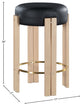 Harrison Upholstered Counter Stool, Black, Natural Finish