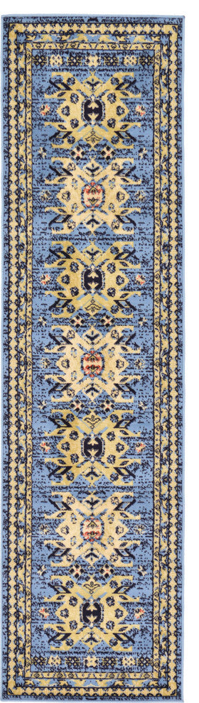 Unique Loom Light Blue Oasis Taftan 2' 2 x 8' 2 Runner Rug