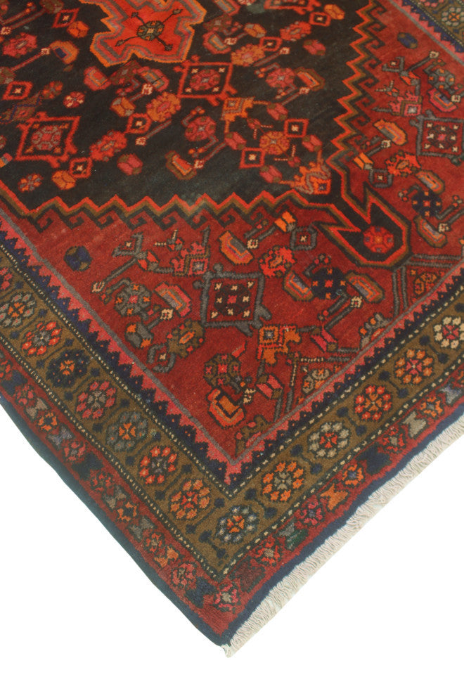 Fine Vintage Distressed Kent Rust/Charcoal Runner, 4'0x9'11