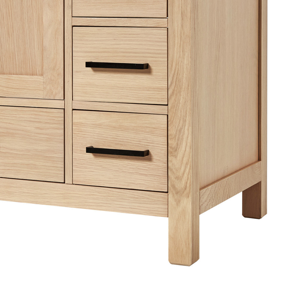 Cambridge 60" Single Bath Vanity With Italian Carrara Marble Top, Oak