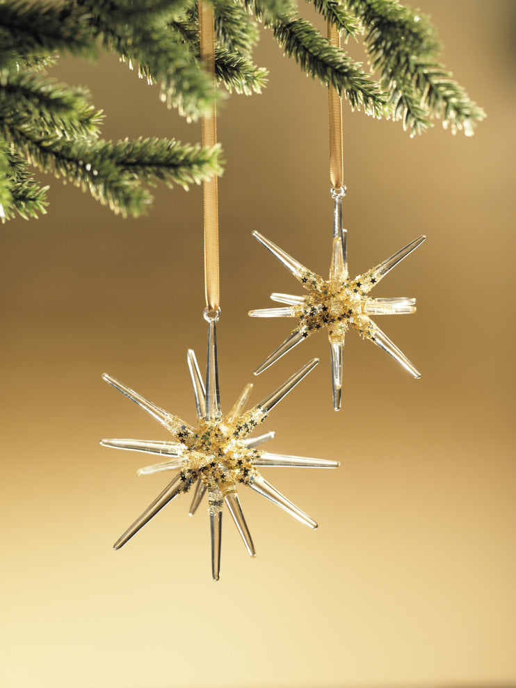 Snowflake Glass 3D Hanging Ornaments, Set of 4, Large