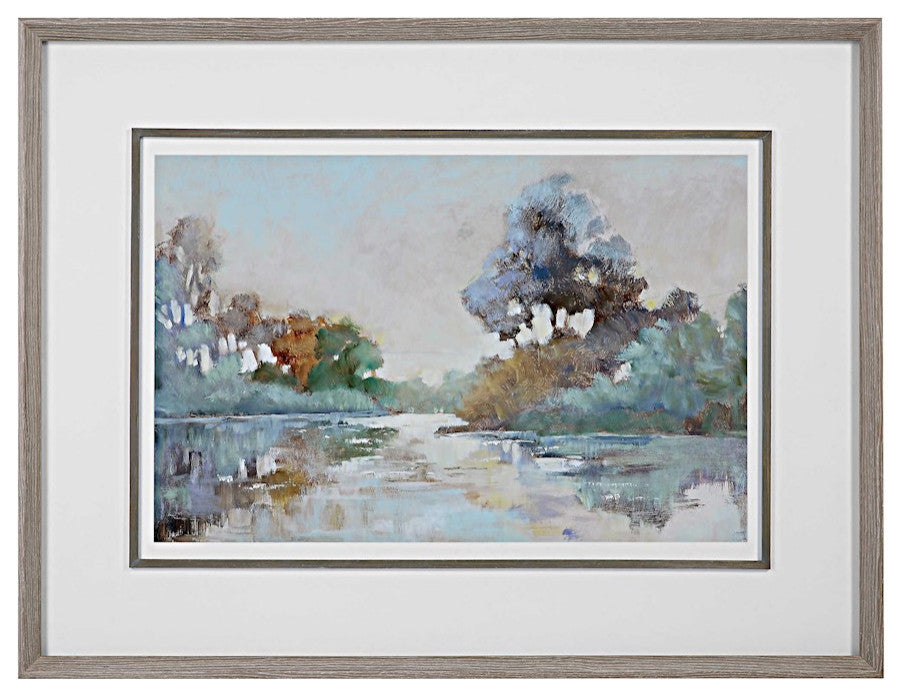 Uttermost Morning Lake Watercolor Framed Print, White, 41418