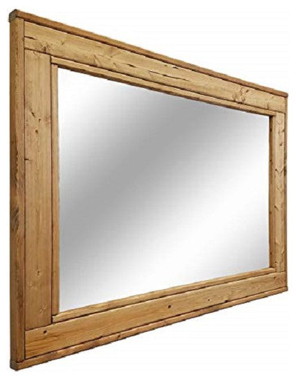 Herringbone Stained Vanity Mirror, Golden Oak, 42"x30", Horizontal