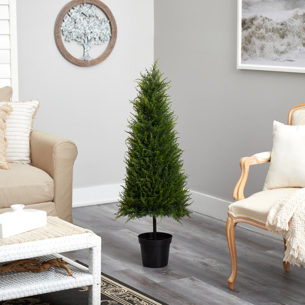 3.5' Cypress Artificial Tree With 350 LED Lights UV Resistant, Indoor/Outdoor