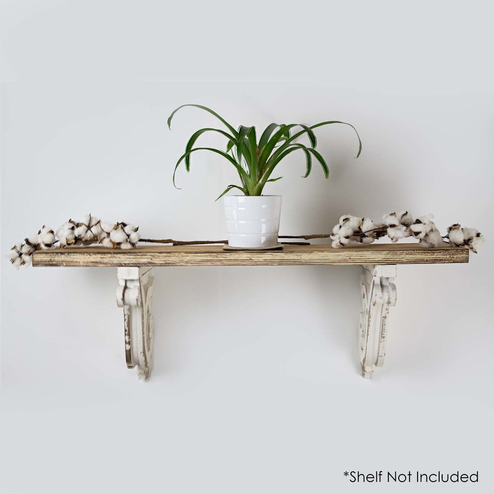 Wooden Corbel Shelf Brackets, Set of 2