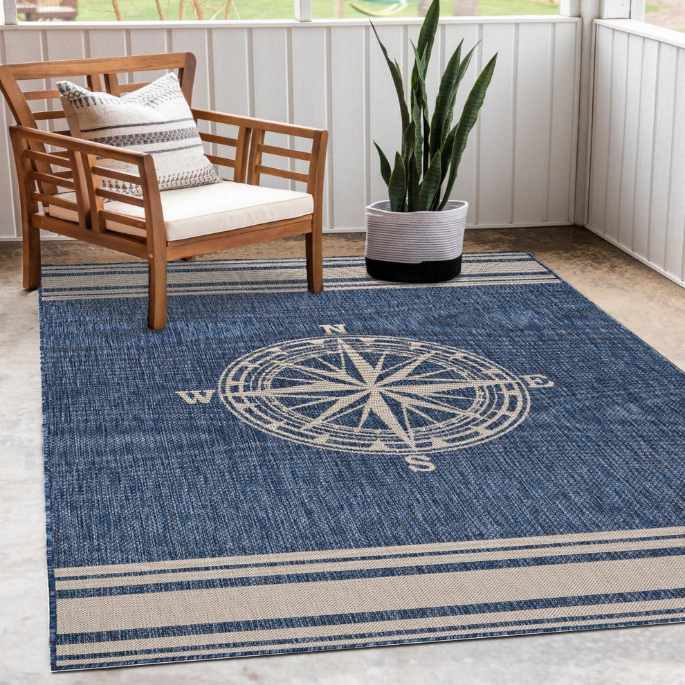 5" x 7" Navy Nautical Indoor Outdoor Area Rug