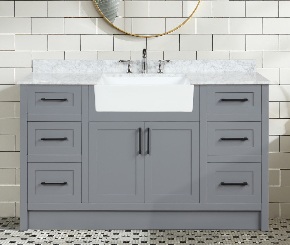 Laguna 60" Single Bathroom Vanity Set, Gray