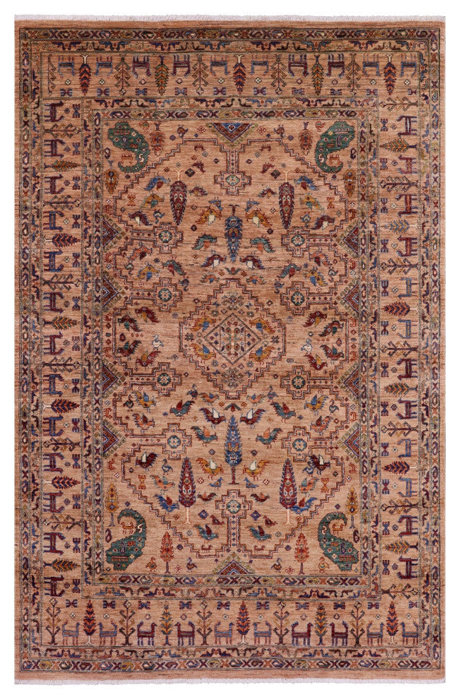 Persian Gabbeh Tribal Handmade Wool Rug 5' 7" X 8' 5" Q9975