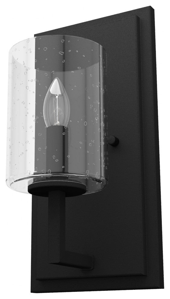 Hunter Kerrison Natural Iron, Clear Seeded Glass 1 Light Sconce Wall Light