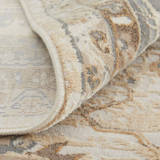 Neoma Traditional Bordered, Tan/Ivory/Gray, 7'9"x7'9" Round Rug
